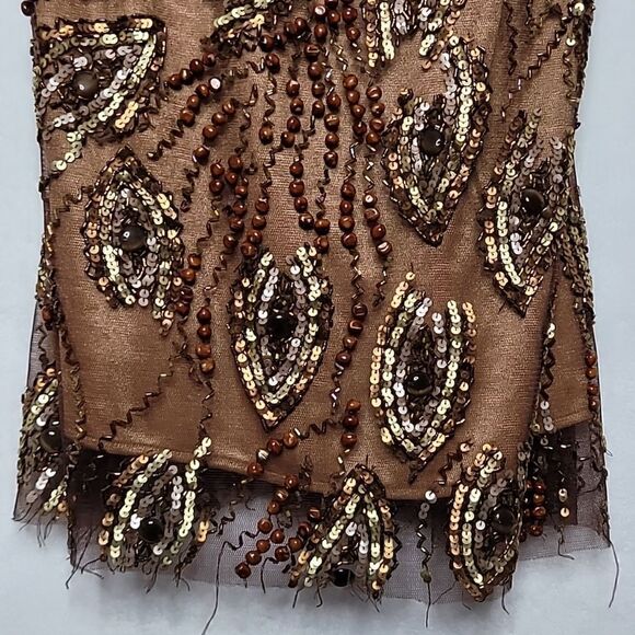 Sherry Haute Couture Beaded Sequin Mini Dress Size 6 - Picture 2 of 14